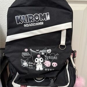 Kuromi Charming Black Backpack with White Trim